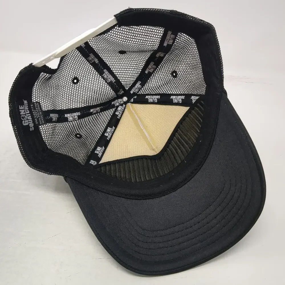 Gone Squatchin' Trucker Hat Black One Size Mesh Back Foam Front Bigfoot Graphic